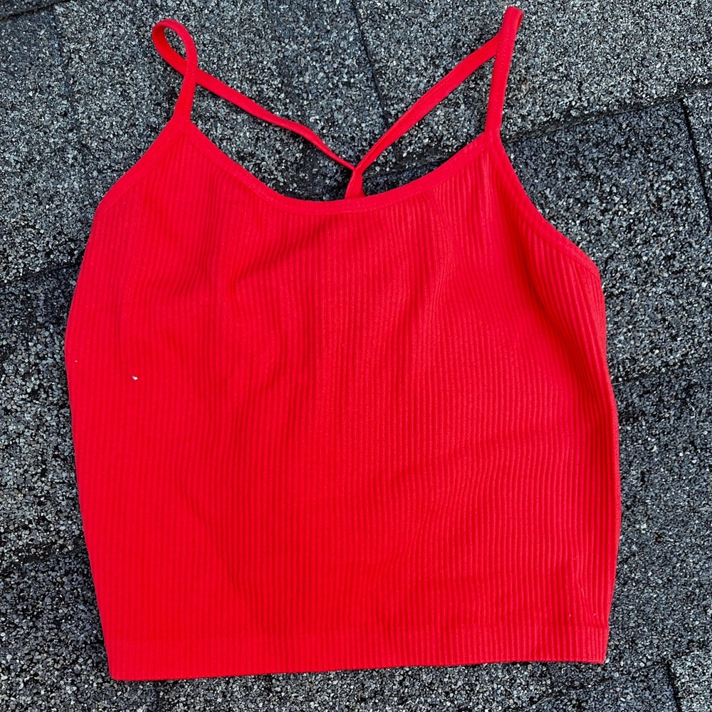 Coral Ribbed Crop Top